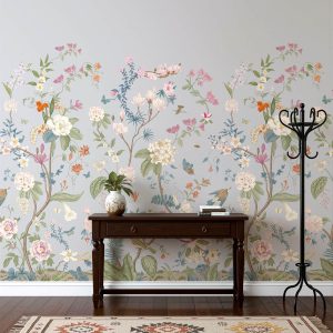 Vintage Chinoiserie Blooming trees Wallpaper