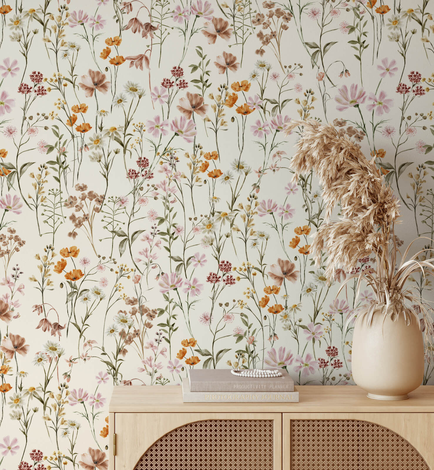 Watercolor Wildflowers Seamless Pattern Wallpaper