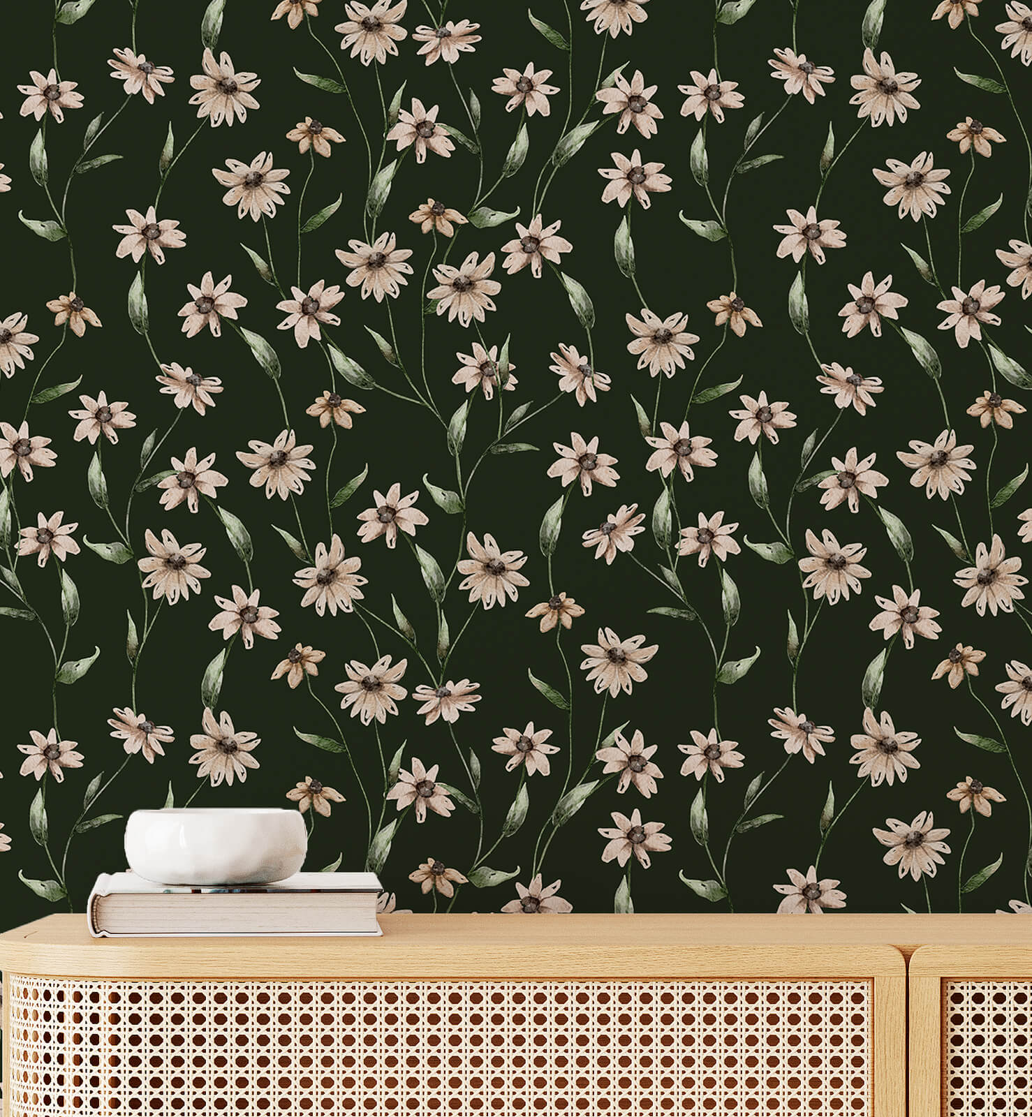 Floral Seamless with Daisy Flower Wallpaper