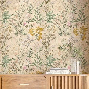 Elegant Vintage Botanical Garden Wallpaper