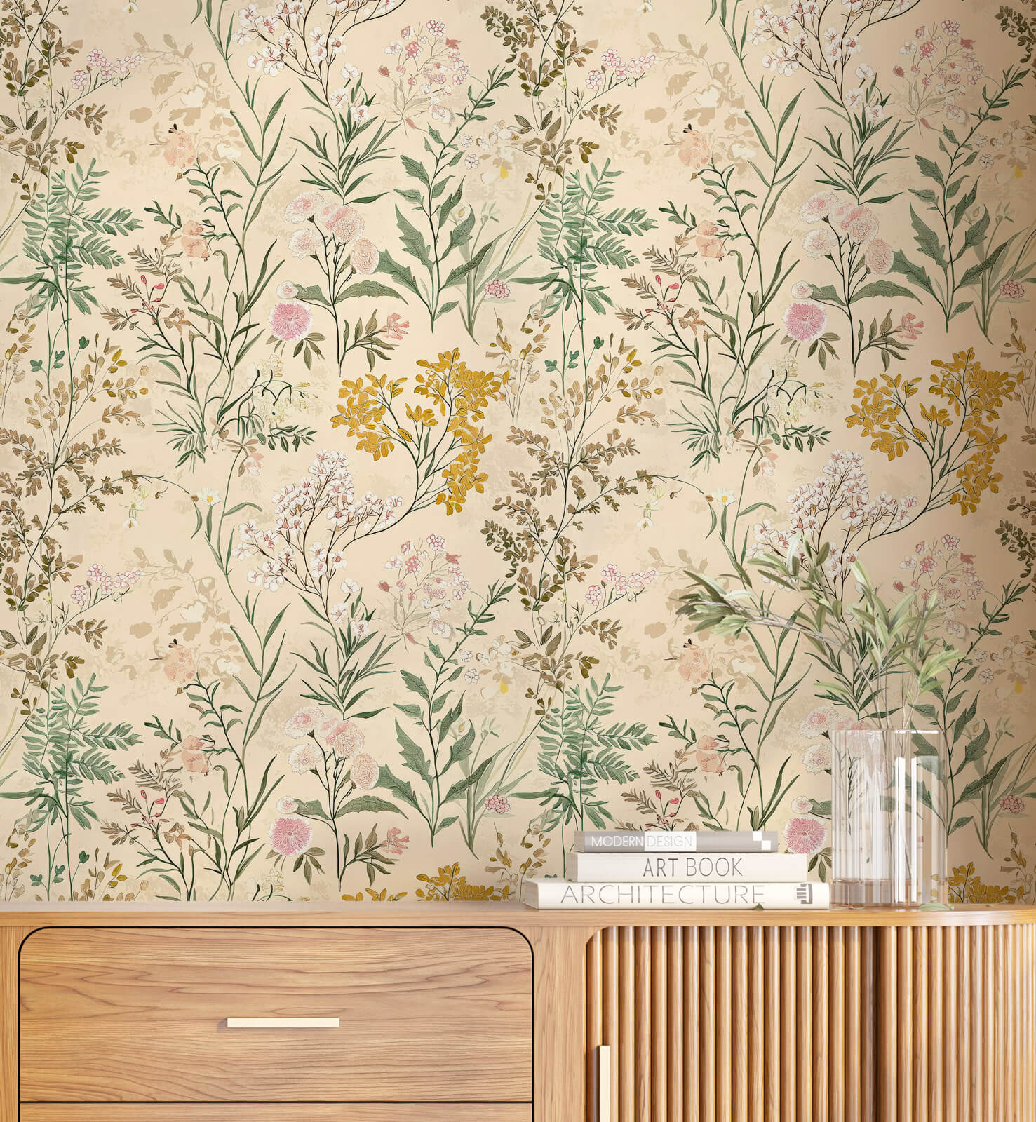 Elegant Vintage Botanical Garden Wallpaper