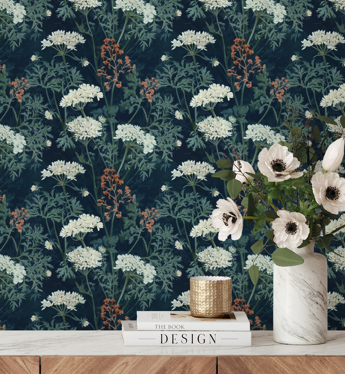 Dark Queen Anne's Lace Flower Wallpaper
