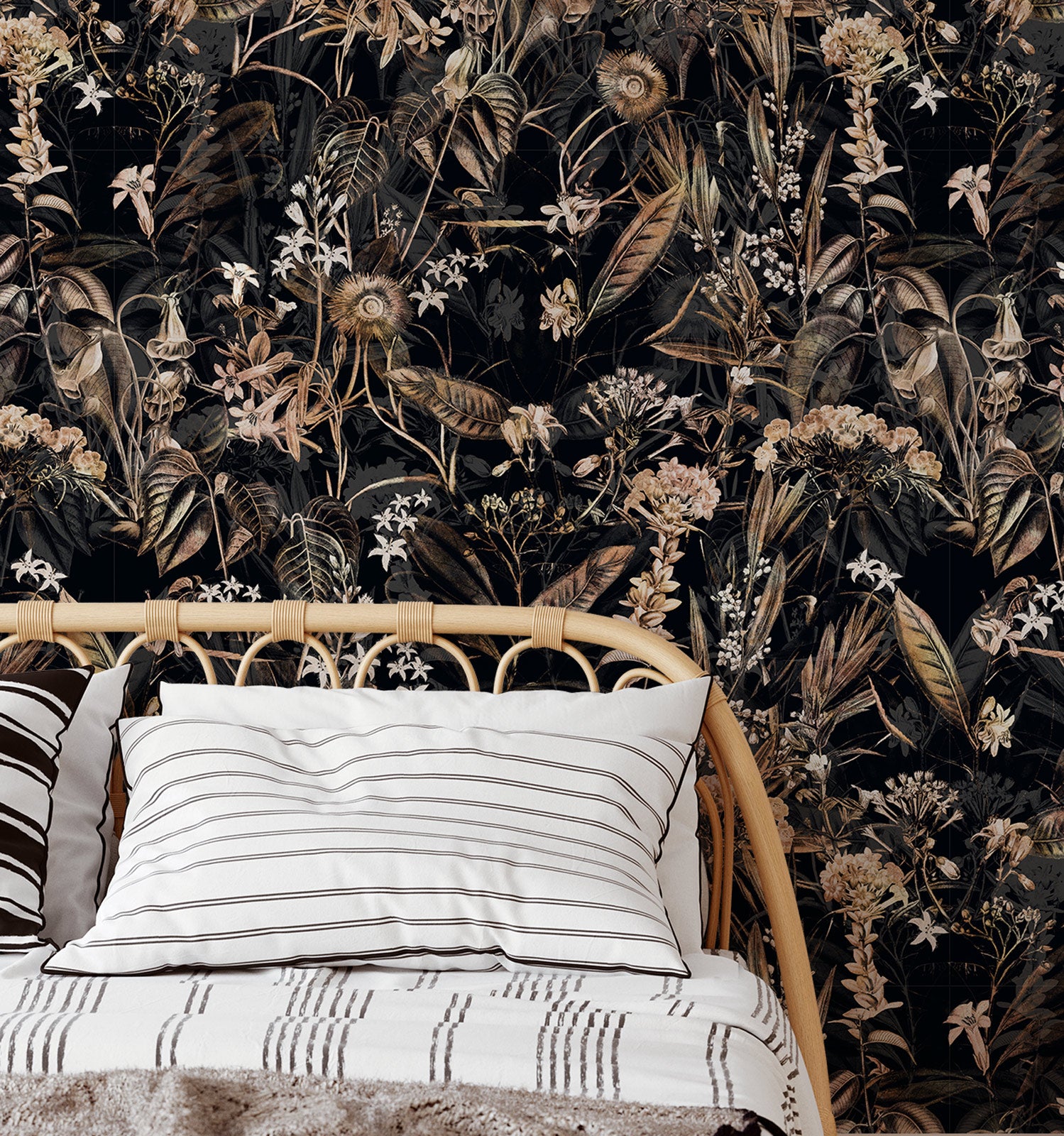 Botanical Midnight Herbarium Wallpaper