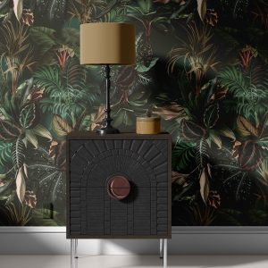 Moody Tropical Palm & Exotic Leaves Wallpaper