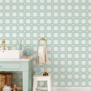 Pastel Love Check Pattern Wallpaper