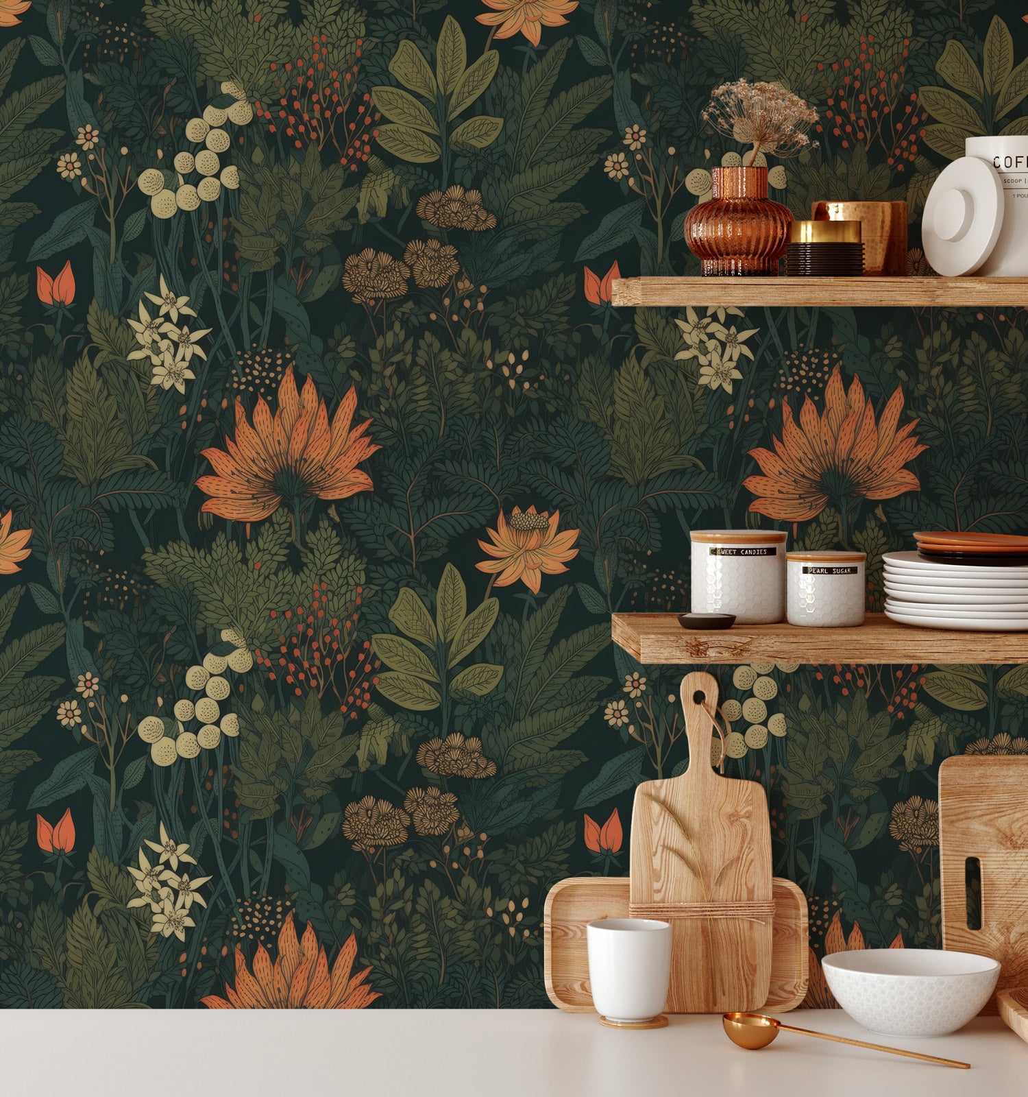 Dark Botanical Garden Wallpaper