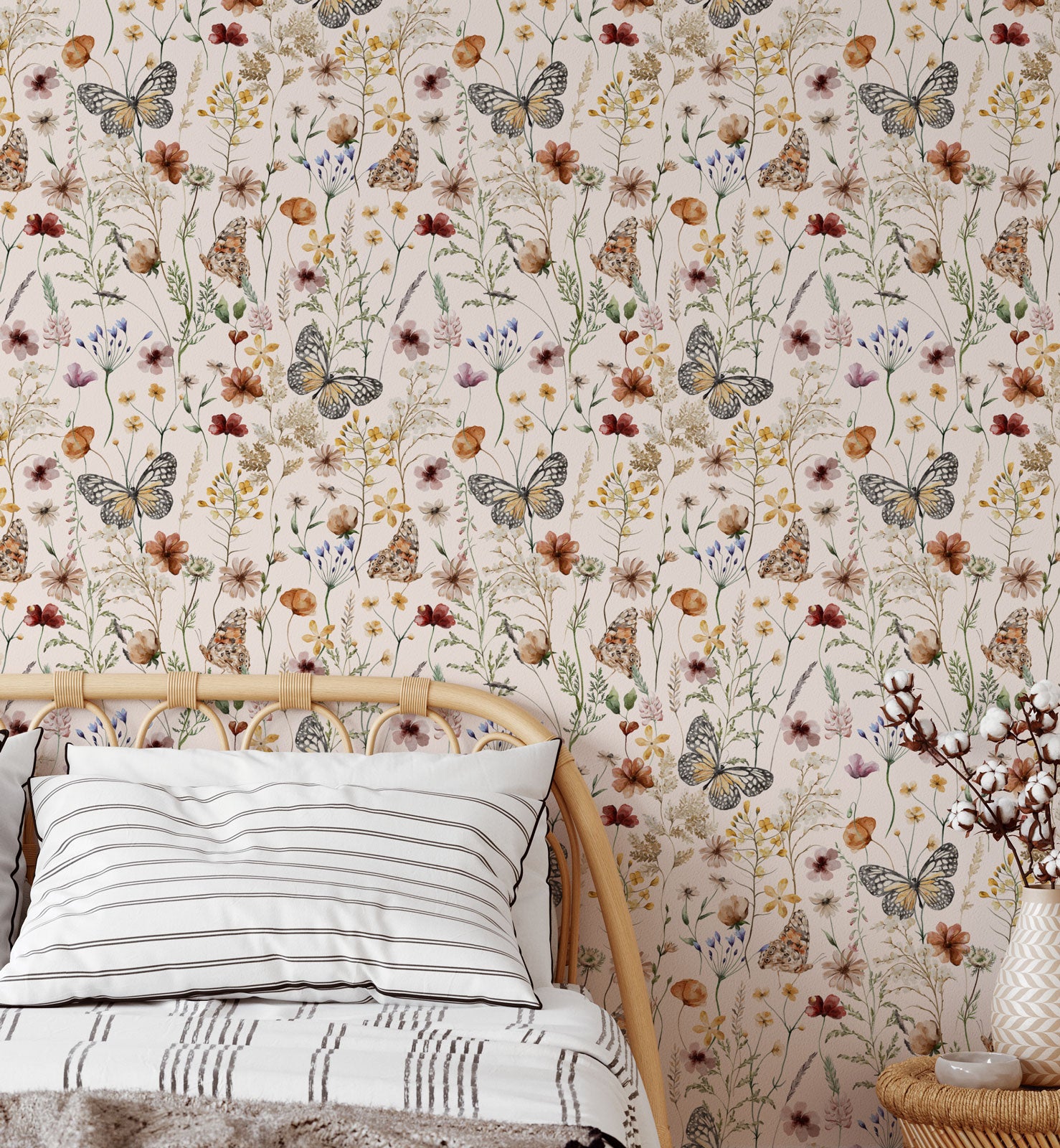 Watercolor Wildflower Bloom Pattern Wallpaper