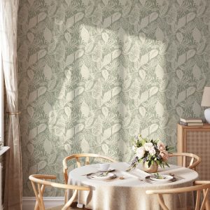 Subtle Exotic Foliage Decorative Seamless Pattern Wallpaper