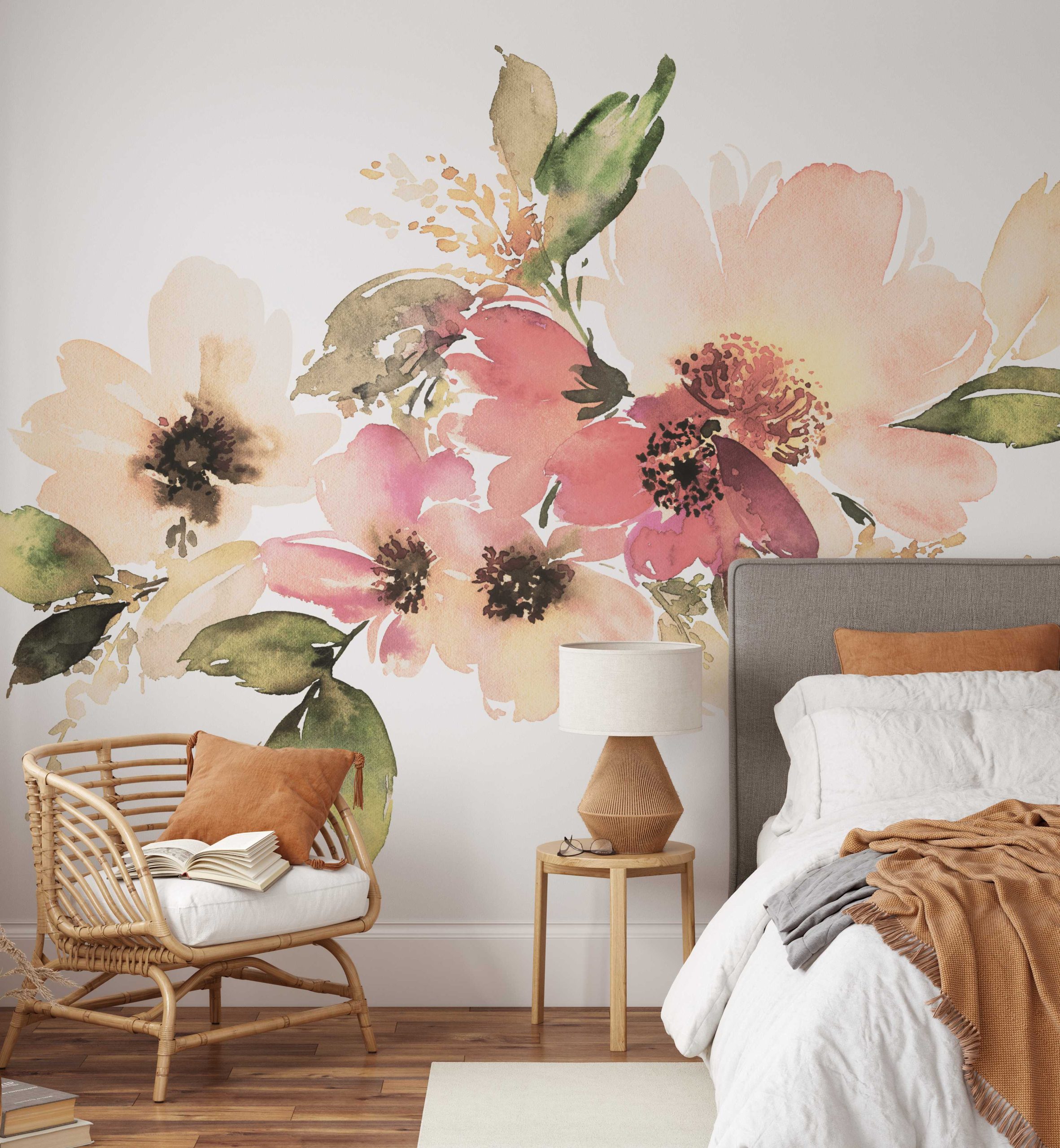 Painted Peonies Wallpaper
