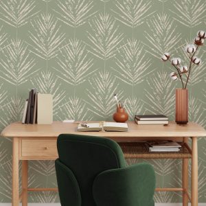 Scandinavian Tropical Leaf Soft Minimal Pattern Wallpaper