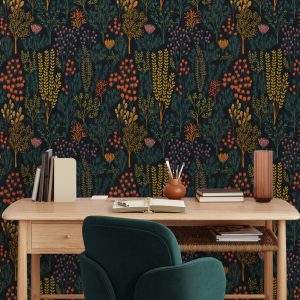 Whimsical Hand-Drawn Botanic Pattern Wallpaper