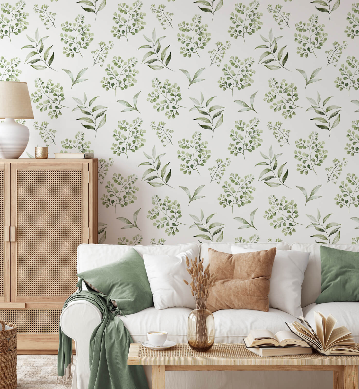 Seamless Watercolor Leaves Branches Wallpaper