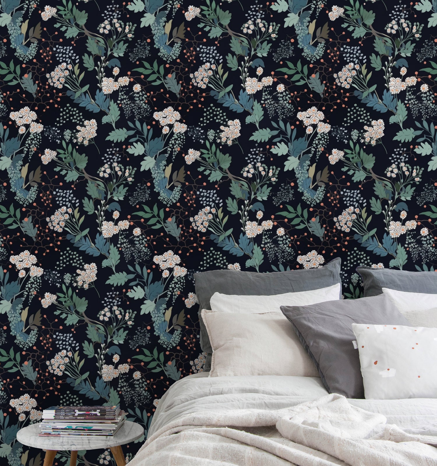 Midnight Botanical Garden Wallpaper