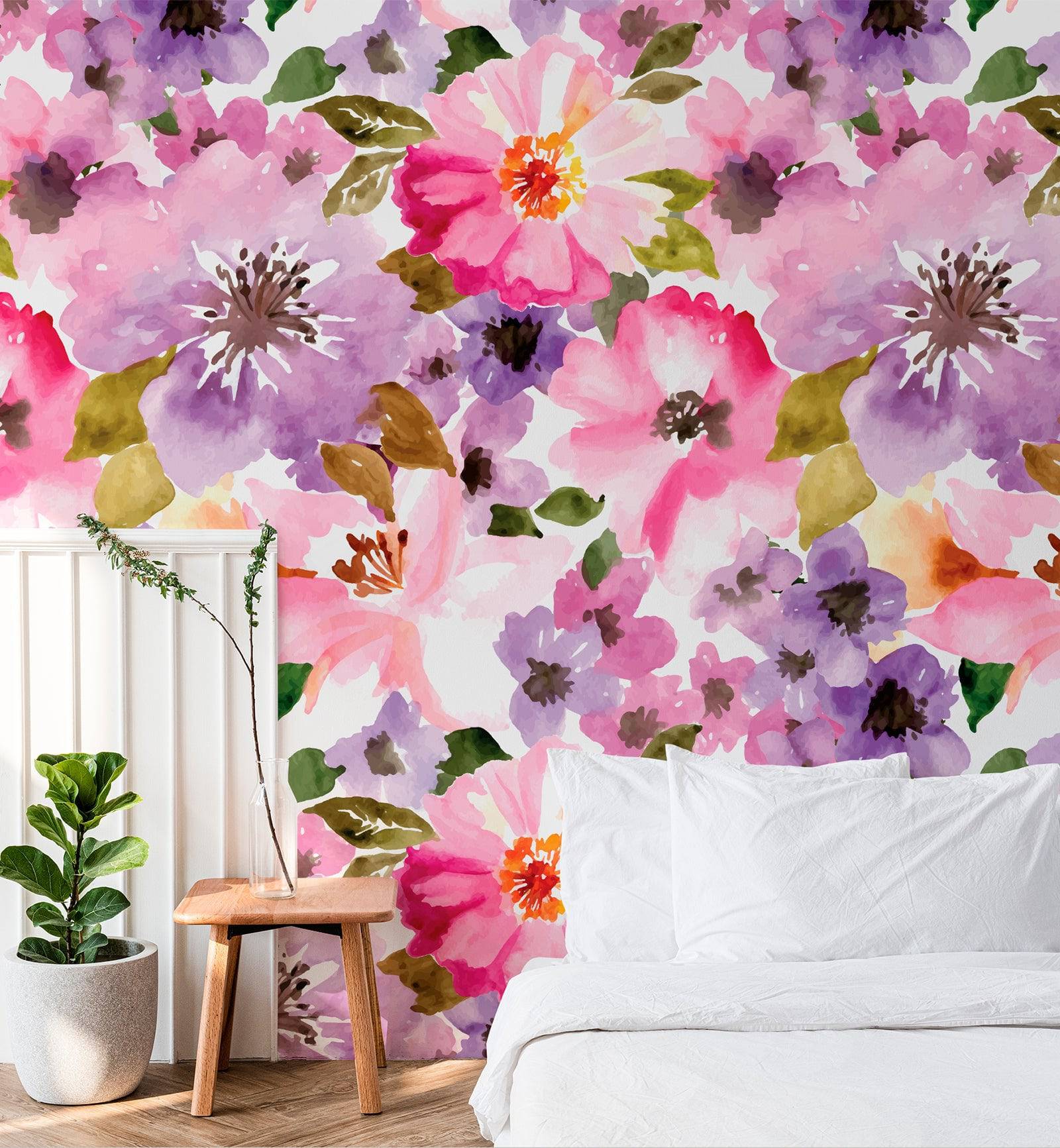 Spring Pink Floral Wallpaper
