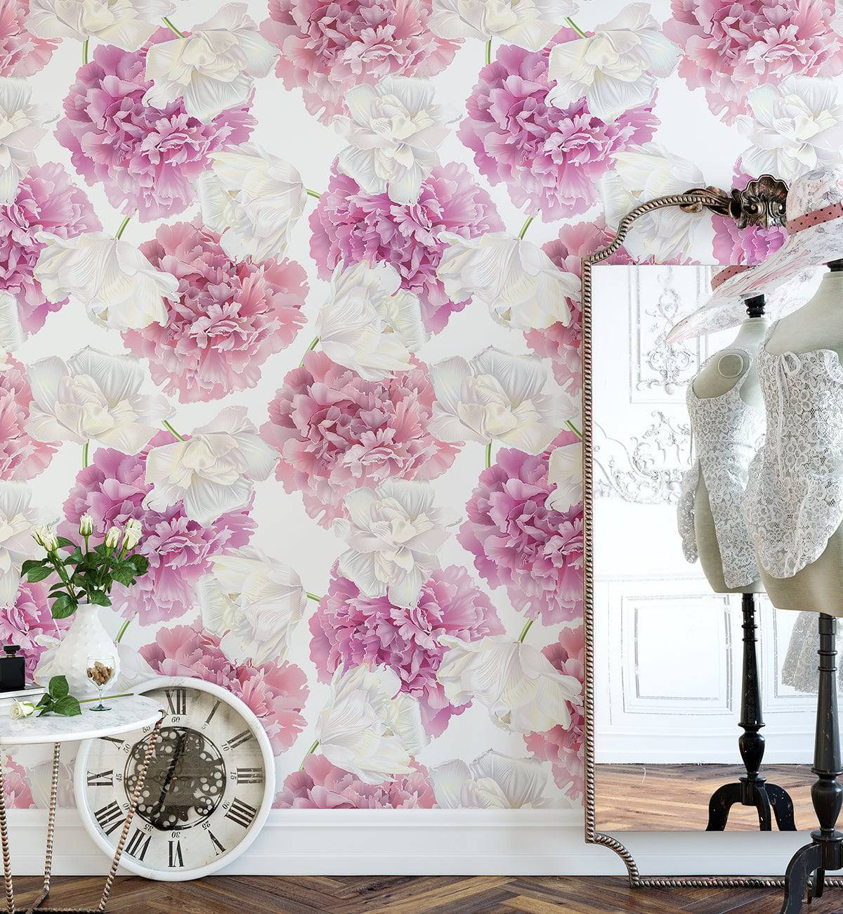 Peony and Tulip Flowers Wallpaper