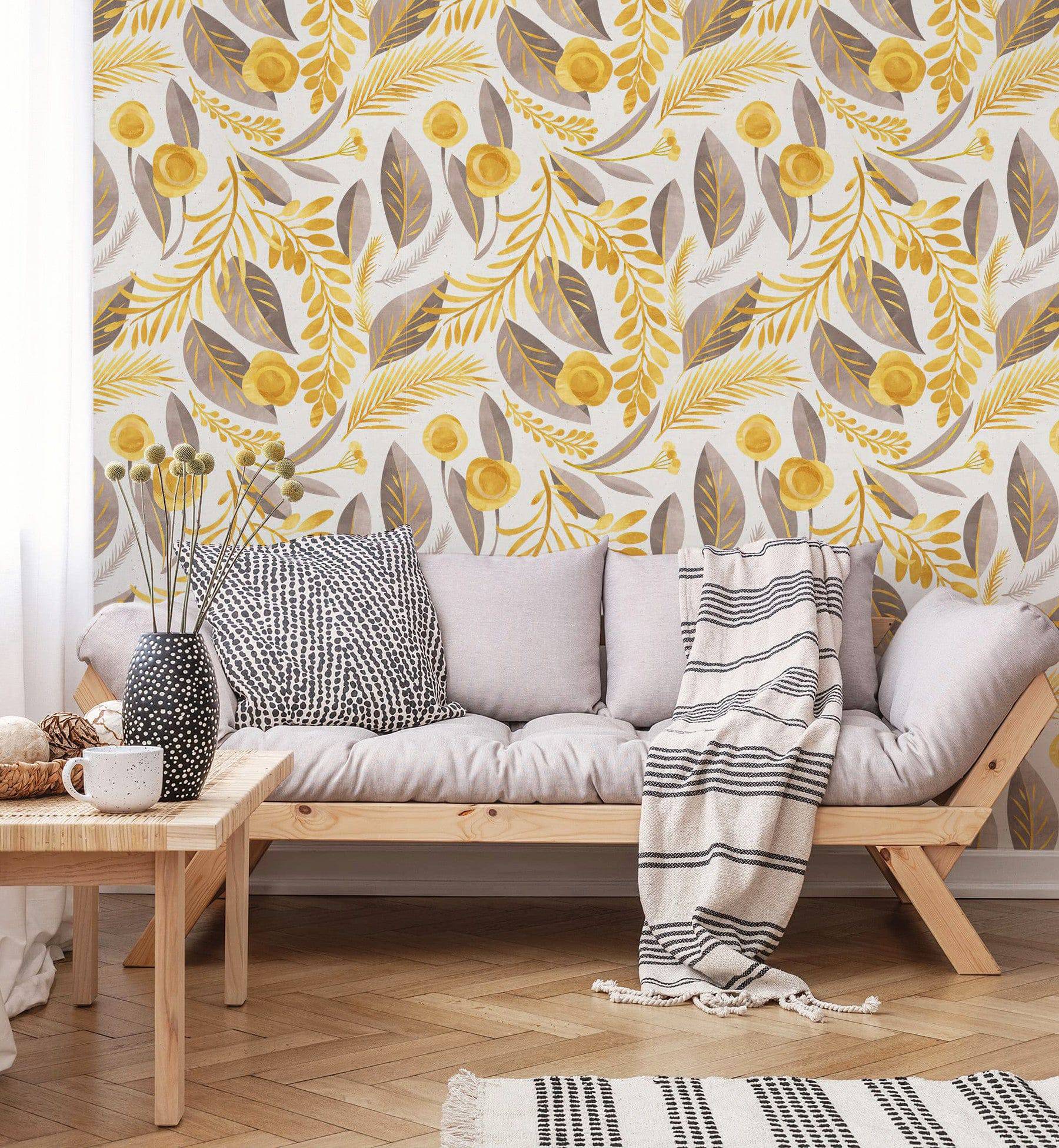 Watercolor Bunch Leaves Wallpaper