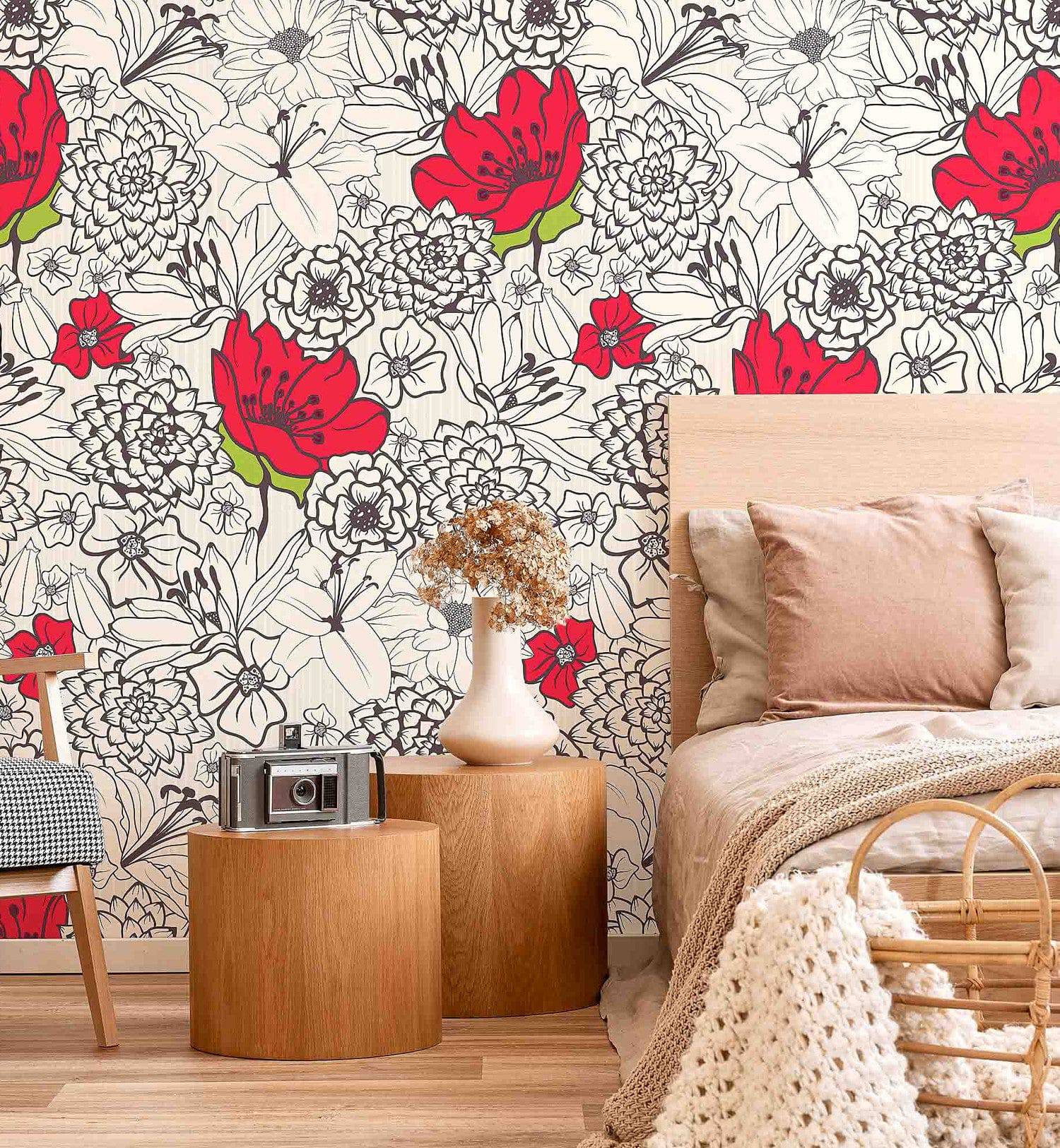 Monochrome Flowers Wallpaper