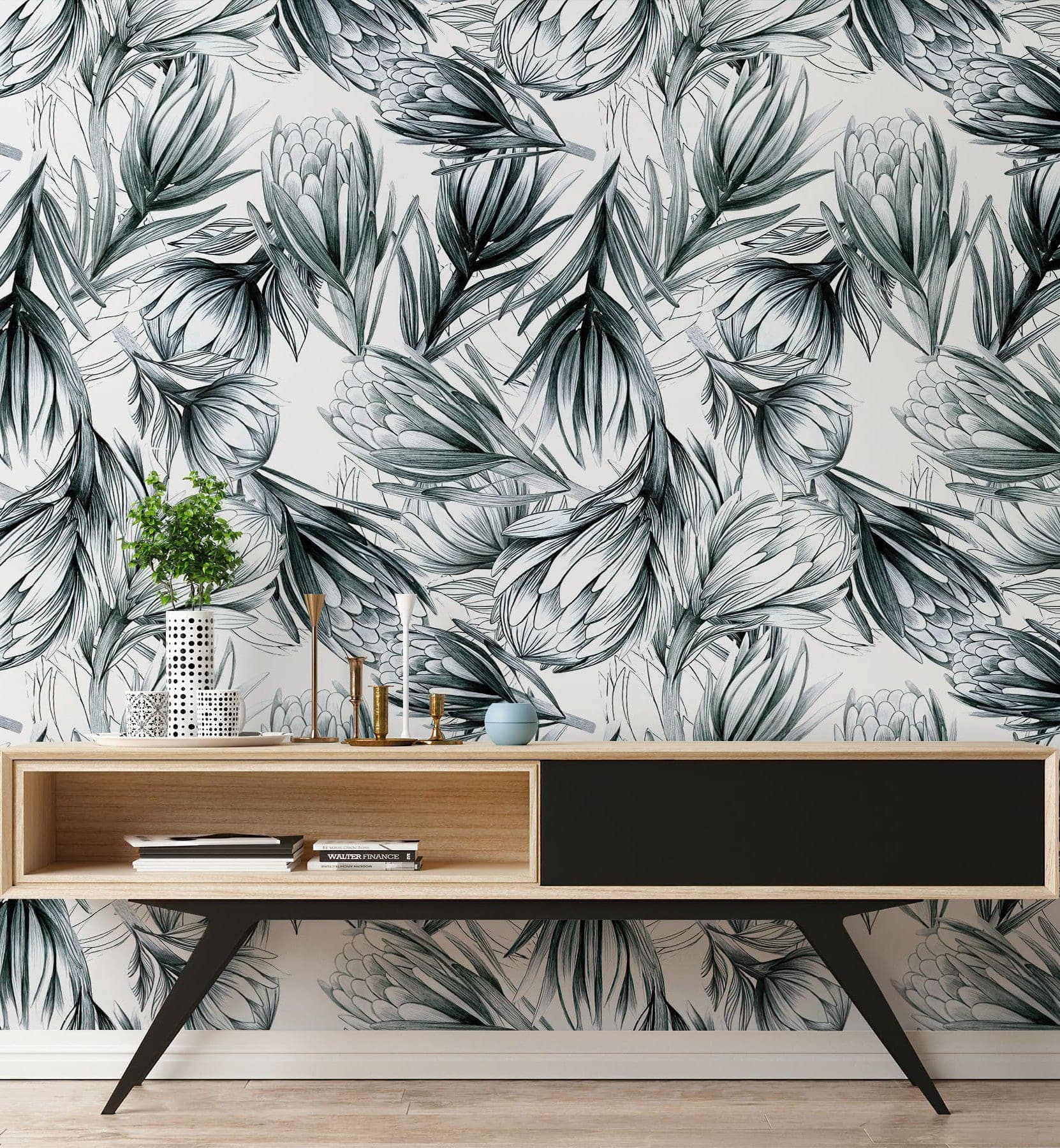 Ink Floral Decor Wallpaper