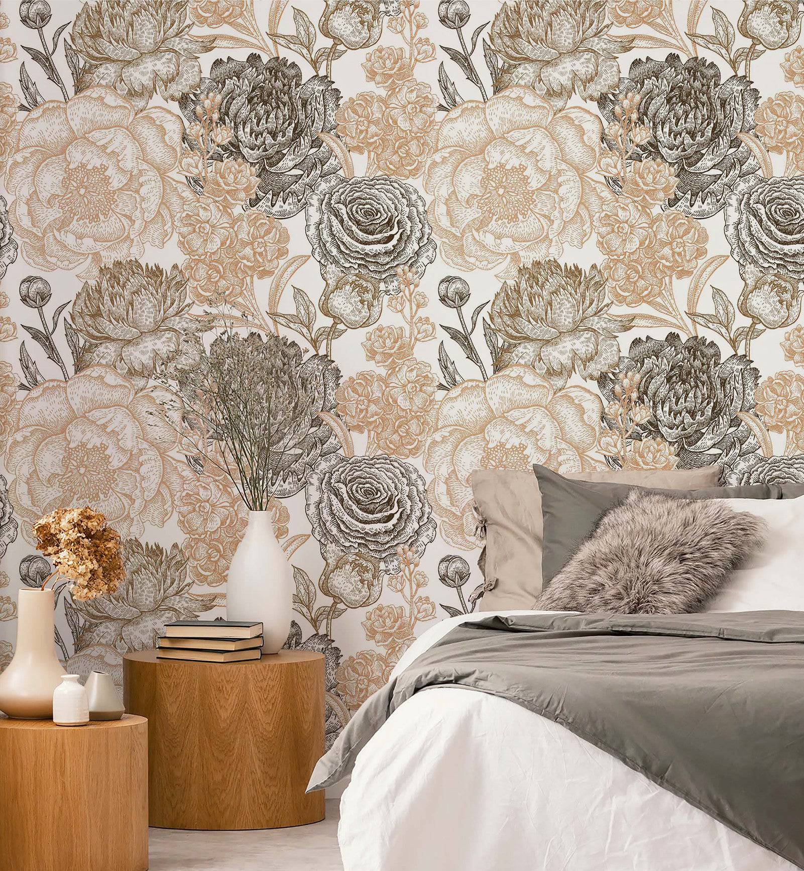 Vintage Peonies Wallpaper