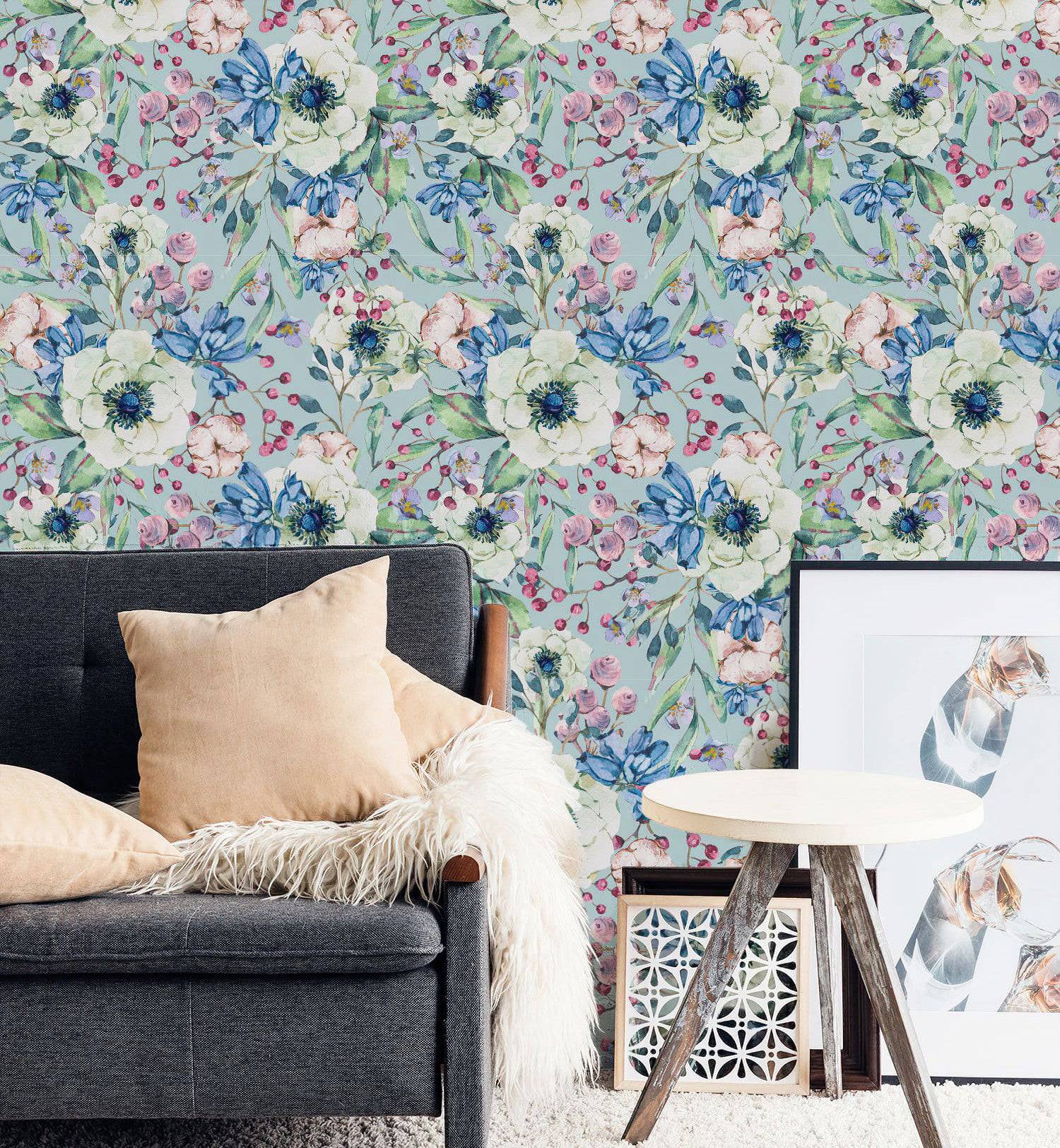 Decorative Wildflowers Wallpaper