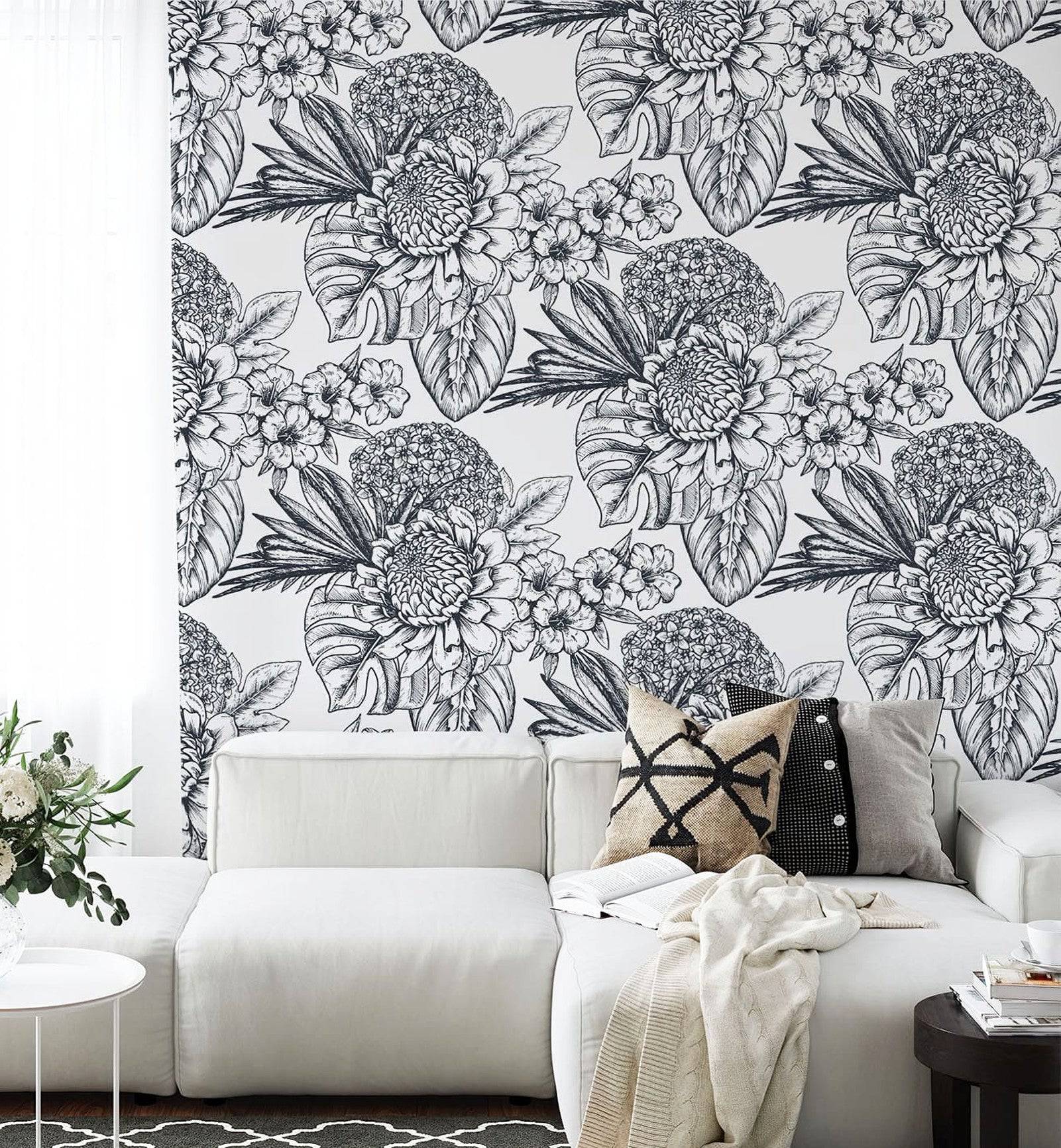 Flowers Sketched Wallpaper