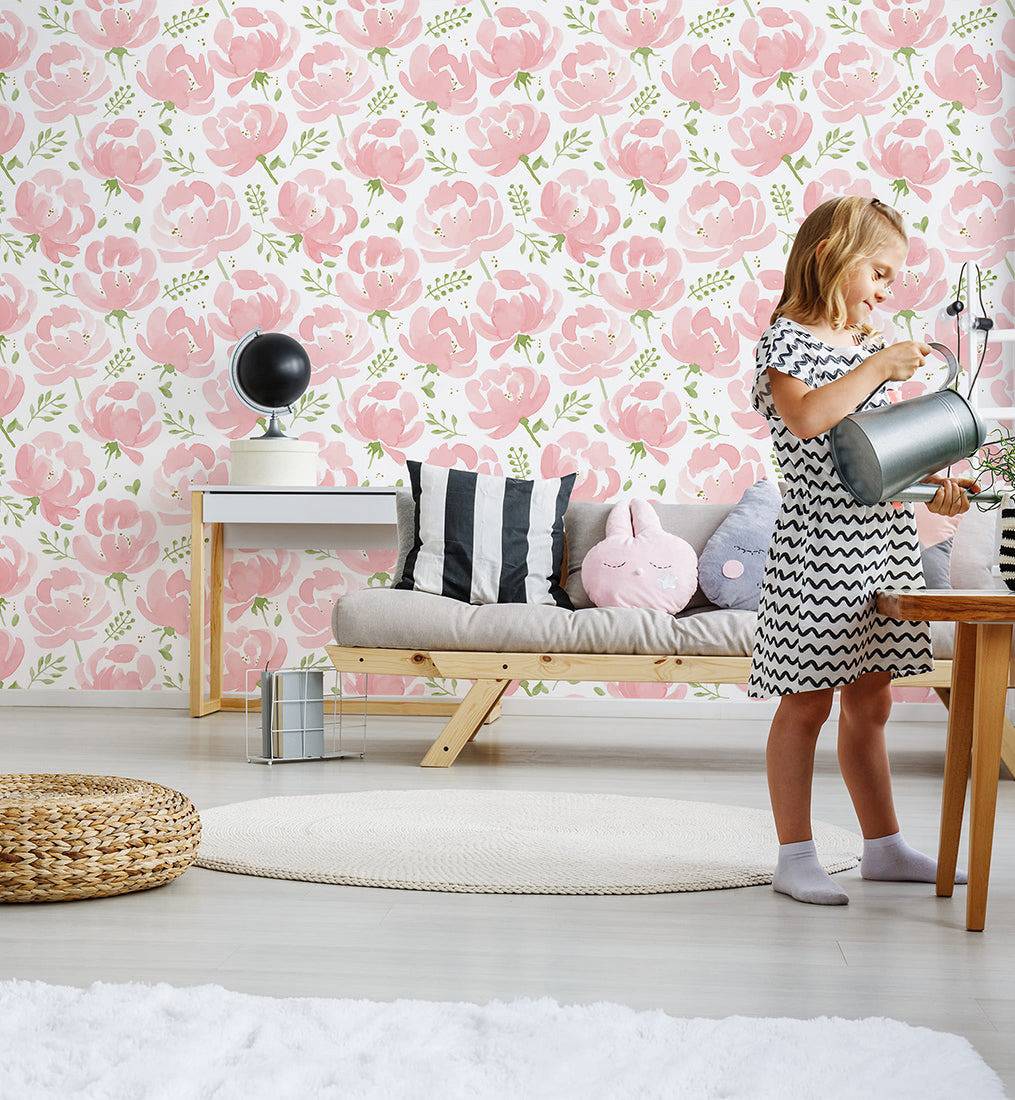 Peonies Hand Drawn Wallpaper