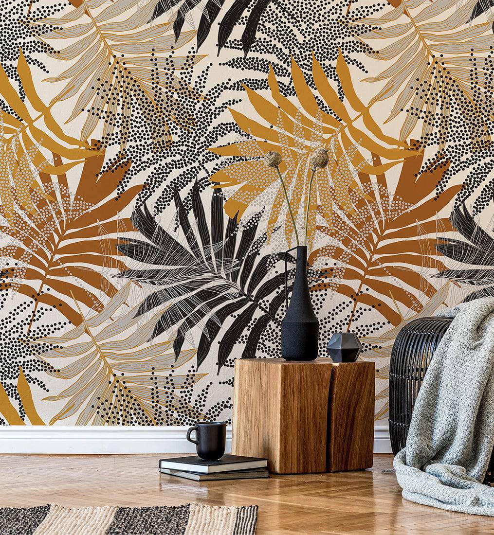 Retro Leaves Wallpaper