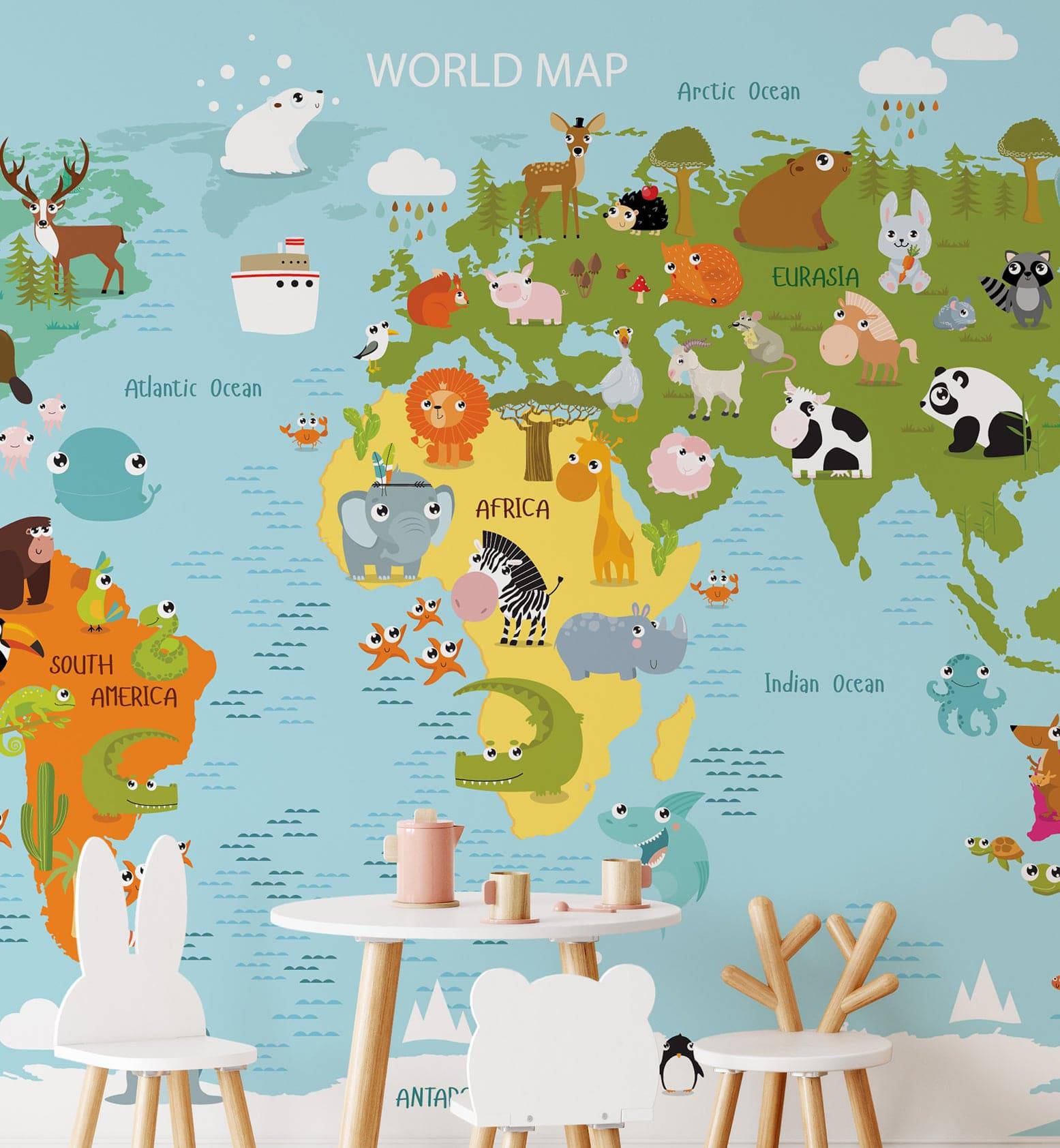 Cute Animal Map Wallpaper